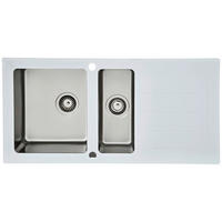 Respekta Einbauspüle New York 100 x 50 W weiß Glas Edelstahl B/H/T: ca. 100x21x50 cm New York 100 x 50 W - weiß (100,00/21,00/50,00cm) - Respekta