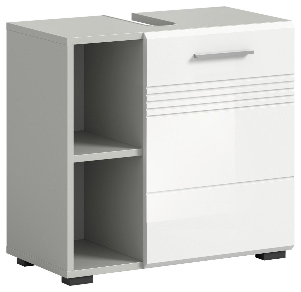 Waschbeckenunterschrank Copa hellgrau weiß Hochglanz B/H/T: ca. 60x56x32 cm Copa - hellgrau/weiß (60,00/56,00/32,00cm) - xonox.home