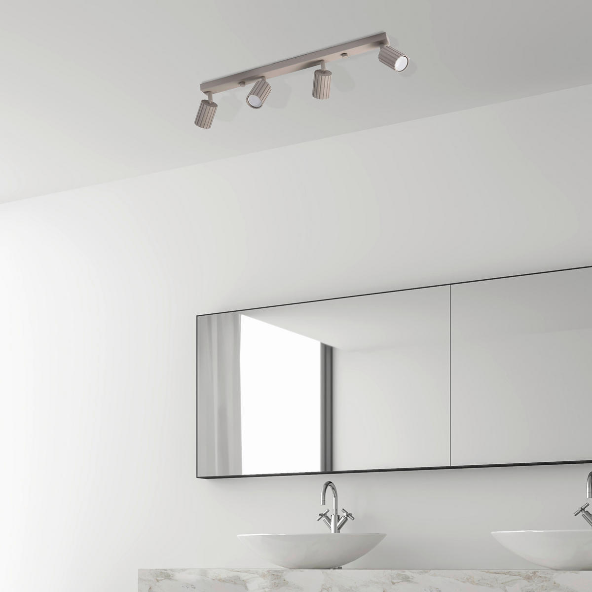 Lamkur Strahler beige Stahl B/H/L: ca. 6,5x16,5x81 cm 4 Brennstellen Prisma - beige (81,00/6,50/16,50cm) - Lamkur