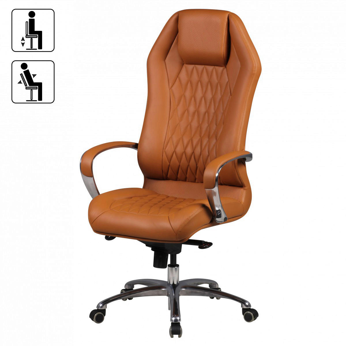 Drehstuhl braun Leder Bürostuhl MONTEREY - braun (67,00/136,00/70,00cm) - Amstyle