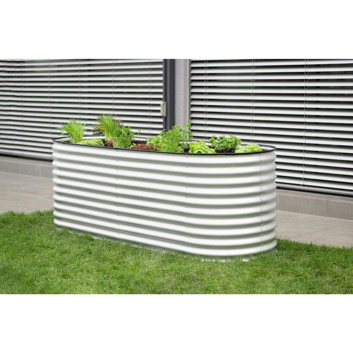 Westmann Hochbeet Oval silber Metall B/H/L: ca. 80x82x240 cm Oval - silber (240,00/80,00/82,00cm) - Westmann