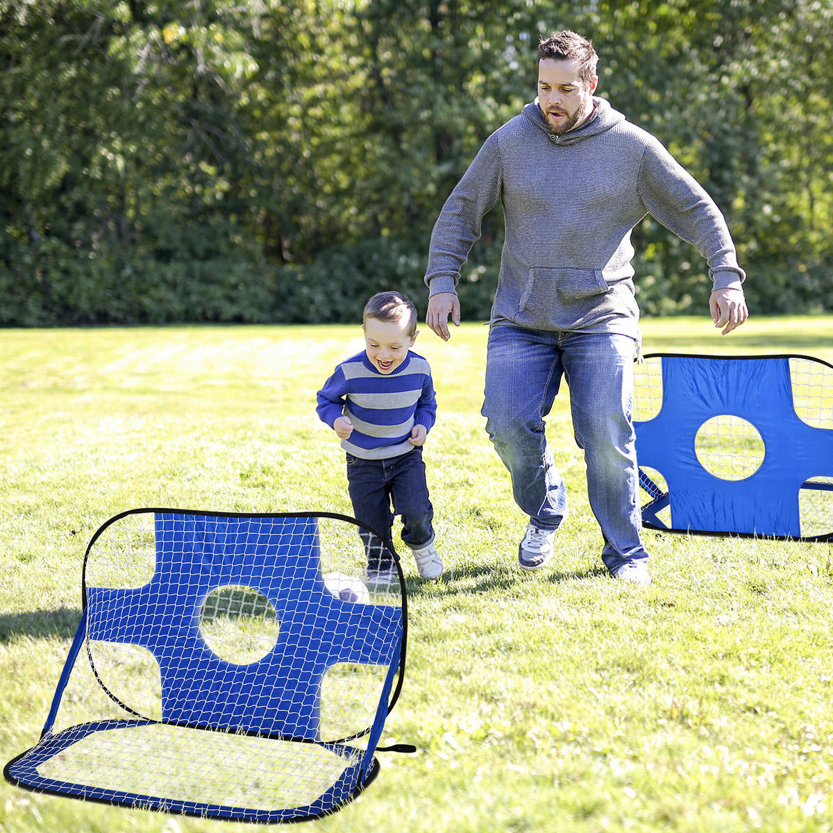 HOMCOM Fußballtor blau B/H/T: ca. 123x80x80 cm Fußballtor im 2er Set - blau (123,00/80,00/80,00cm) - HOMCOM