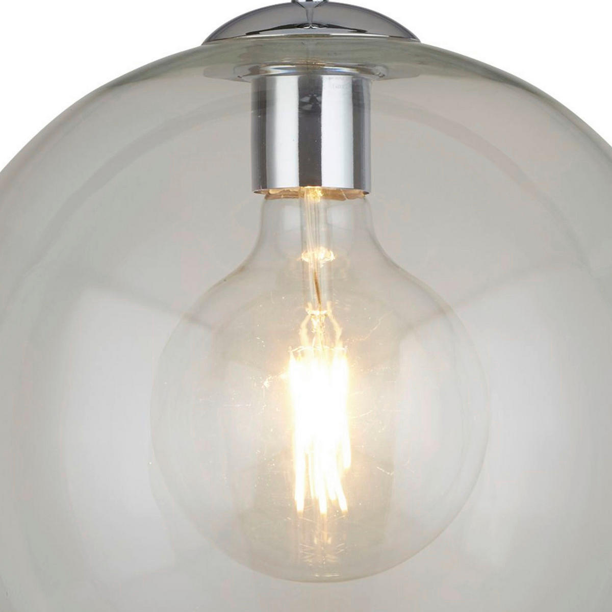 Searchlight Pendelleuchte transparent Chrom Stahl Glas B/H/D: ca. 30x120x30 cm E27 1 Brennstellen Balls - Chrom/transparent (30,00/120,00cm) - Searchlight