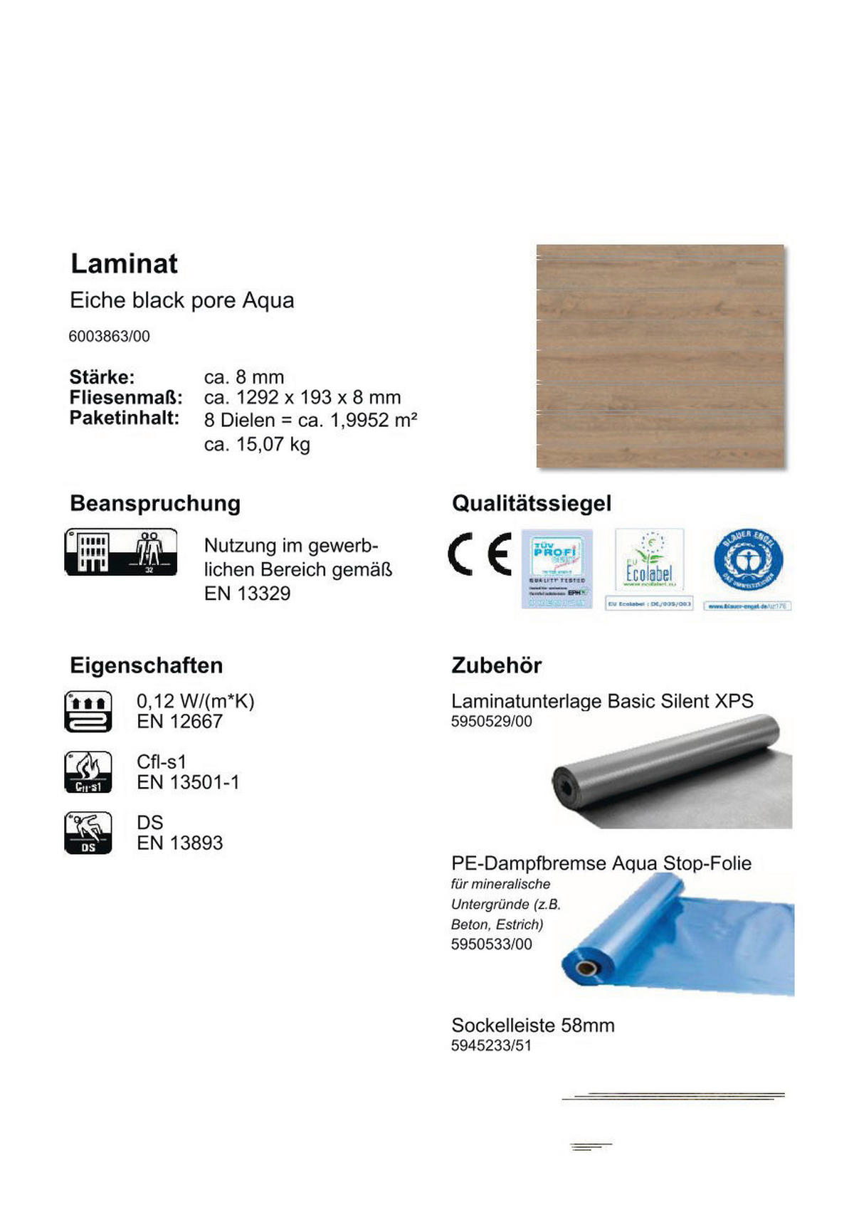 Laminatboden Eiche black ca. 1,9952m² im Paket Eiche black ca. 1,9952m² im Paket