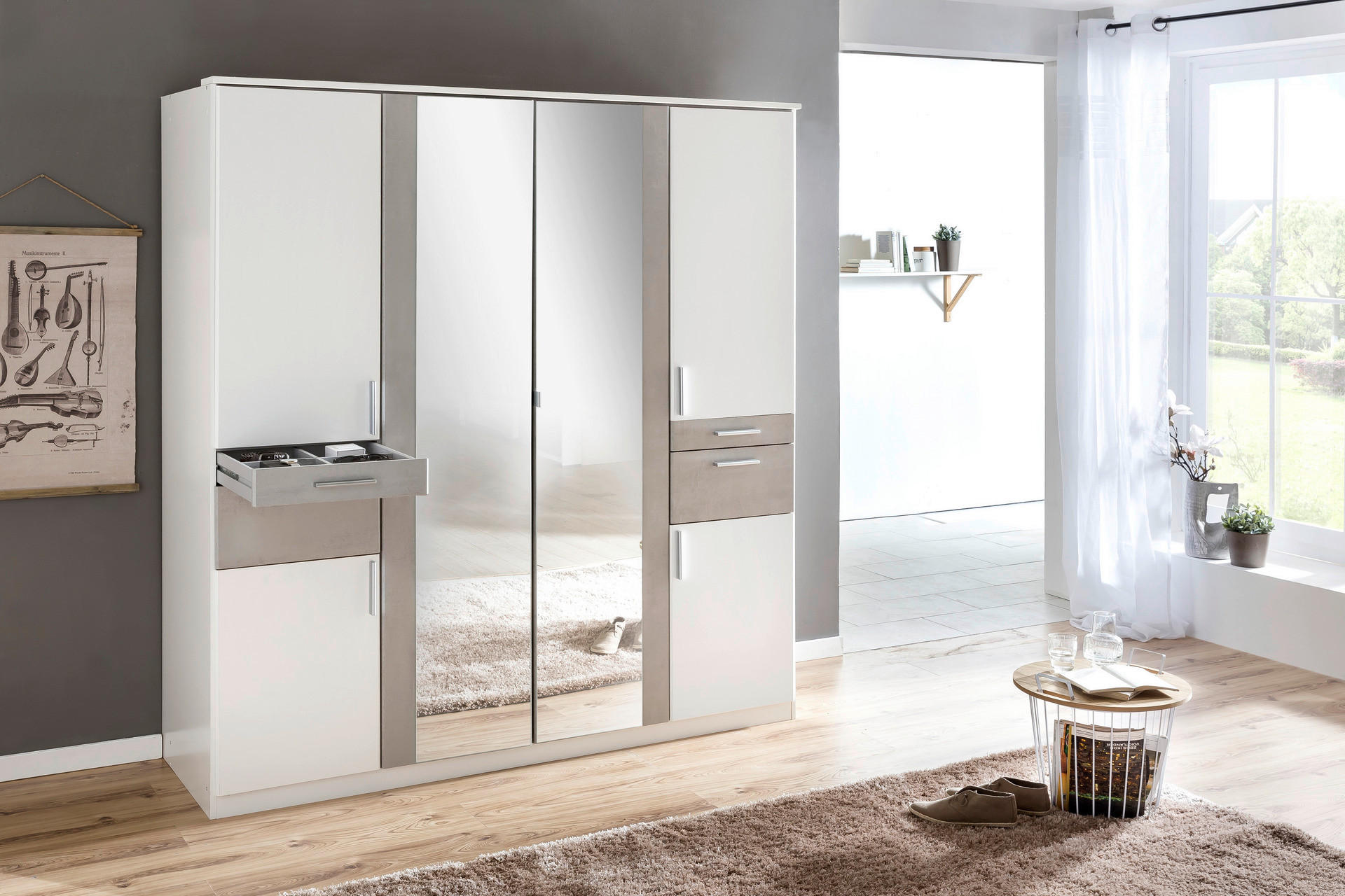 Kleiderschrank Koblenz weiß B/H/T: ca. 180x198x58 cm Koblenz - Lichtgrau/weiß (180,00/198,00/58,00cm)