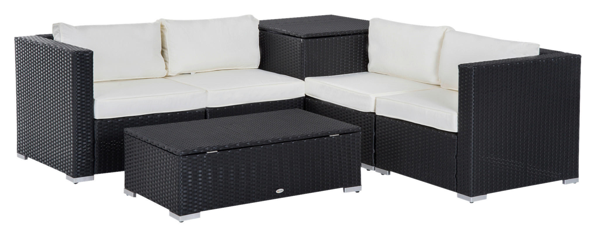 Outsunny Sitzgruppe schwarz Polyrattan B/H/L: ca. 70x70x66 cm Gartenmöbel_Set - schwarz (66,00/70,00/70,00cm) - Outsunny