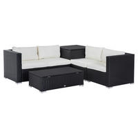 Outsunny Sitzgruppe schwarz Polyrattan B/H/L: ca. 70x70x66 cm Gartenmöbel_Set - schwarz (66,00/70,00/70,00cm) - Outsunny