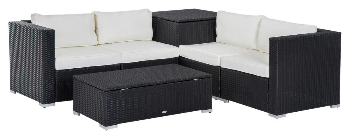 Outsunny Sitzgruppe schwarz Polyrattan B/H/L: ca. 70x70x66 cm Gartenmöbel_Set - schwarz (66,00/70,00/70,00cm) - Outsunny
