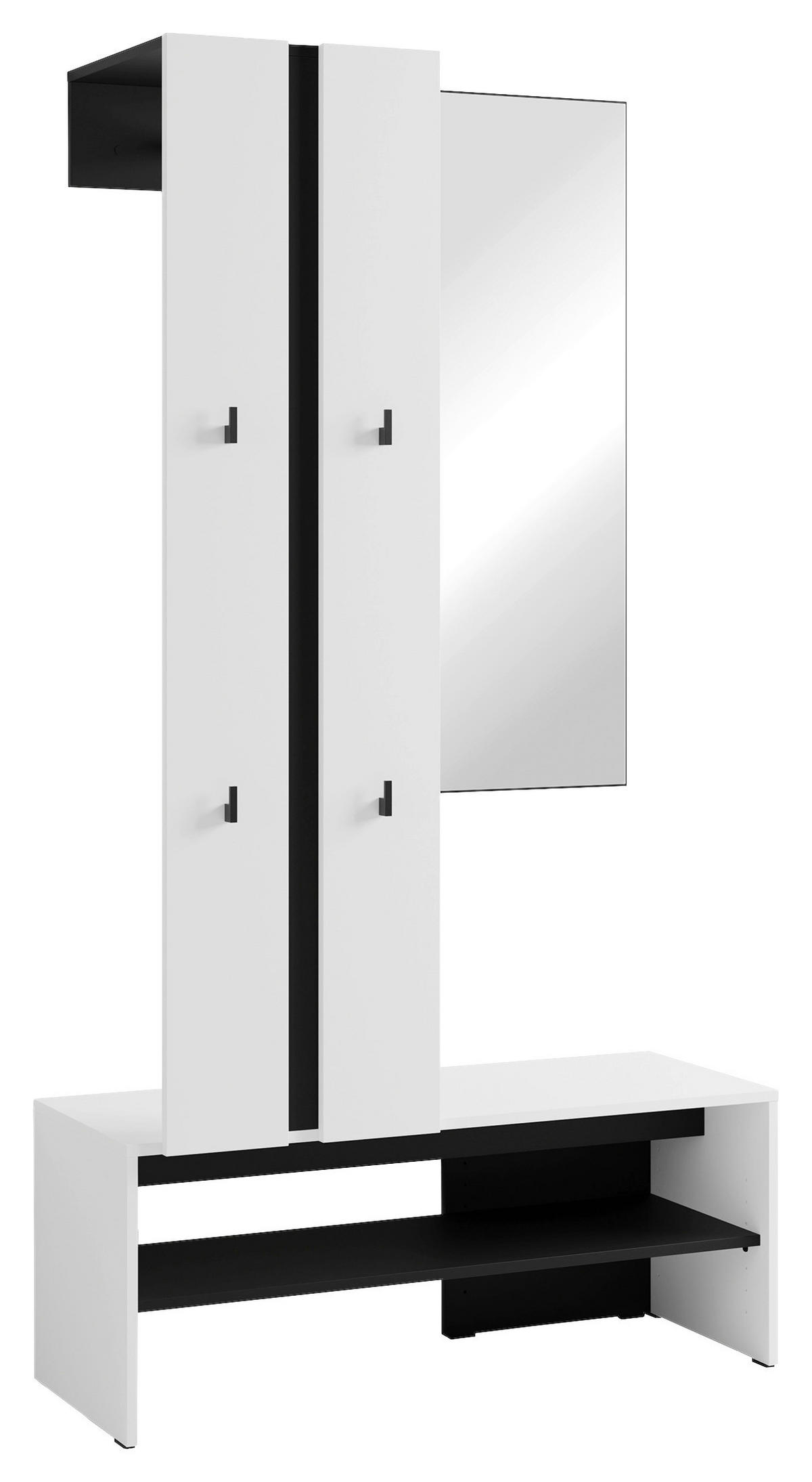 Garderobenset NANTE weiß schwarz B/H/T: ca. 100x186x40 cm NANTE - weiß/schwarz (100,00/186,00/40,00cm) - byLIVING