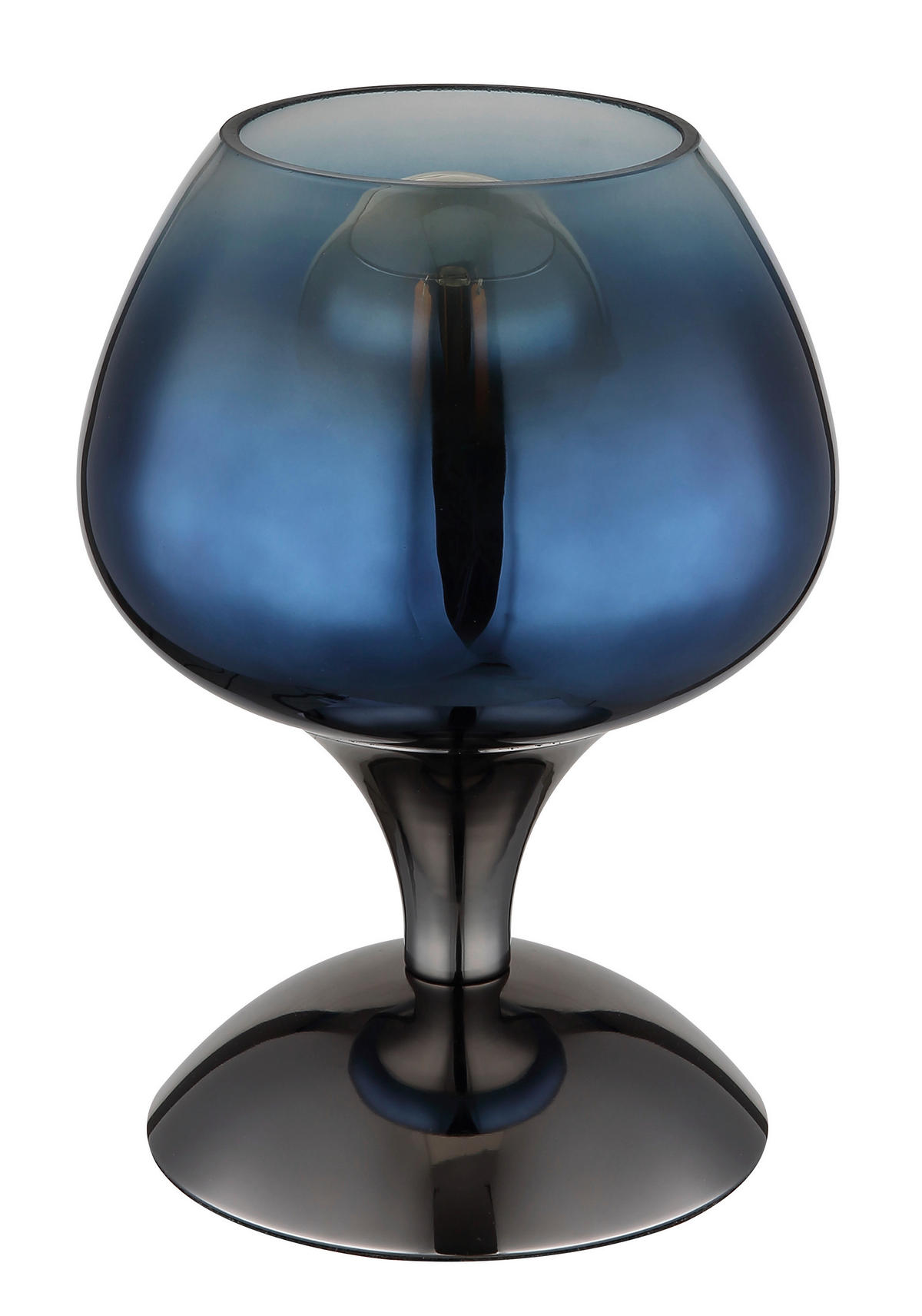 GLOBO Tischleuchte schwarz Chrom blau Glas Metall Textil H/D: ca. 20,5x15 cm E27 1 Brennstellen MAXY - blau/schwarz (15,00/20,50cm) - GLOBO