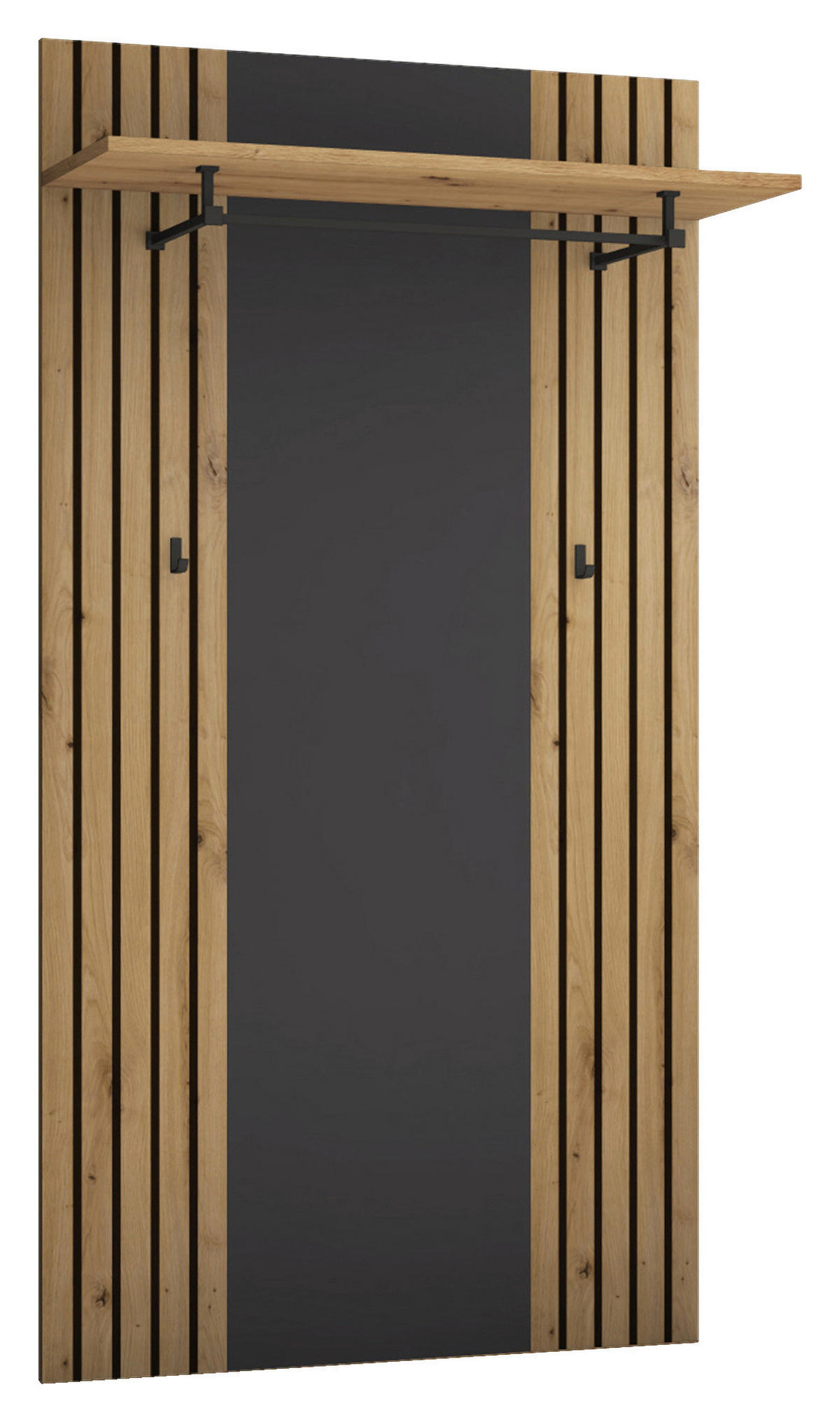 Garderobenpaneel Lagos Eiche Artisan Nachbildung anthrazit B/H/T: ca. 80x150x28 cm Lagos - Eiche/anthrazit (80,00/150,00/28,00cm)