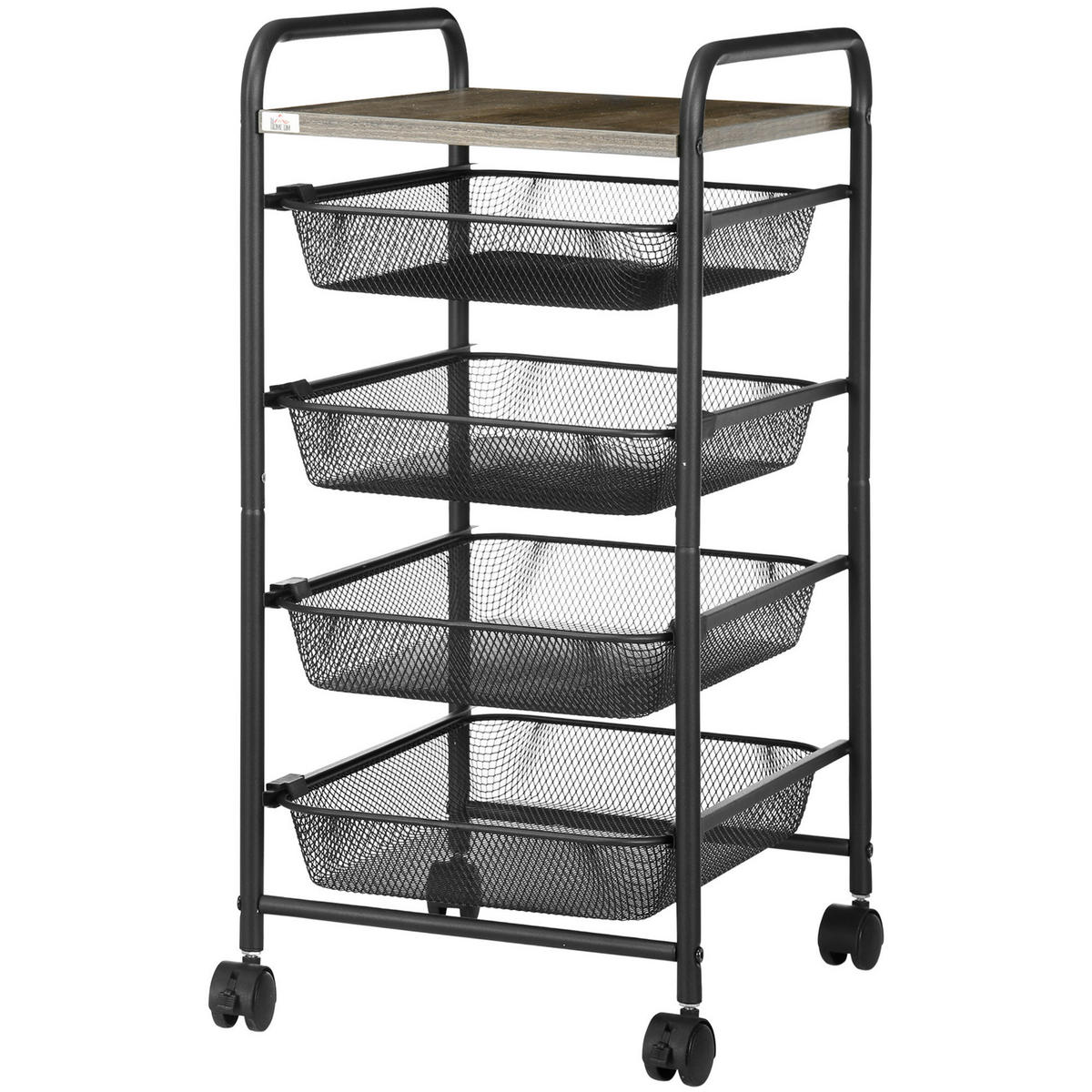 HOMCOM Rollwagen schwarz Spanplatte B/H/L: ca. 31x41,5x66 cm Rollwagen - schwarz (66,00/31,00/41,50cm) - HOMCOM