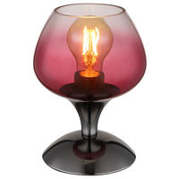 GLOBO Tischleuchte brombeer Chrom schwarz Metall Textil Glas H/D: ca. 20,5x15 cm E27 1 Brennstellen MAXY - schwarz/Chrom (15,00/20,50cm) - GLOBO