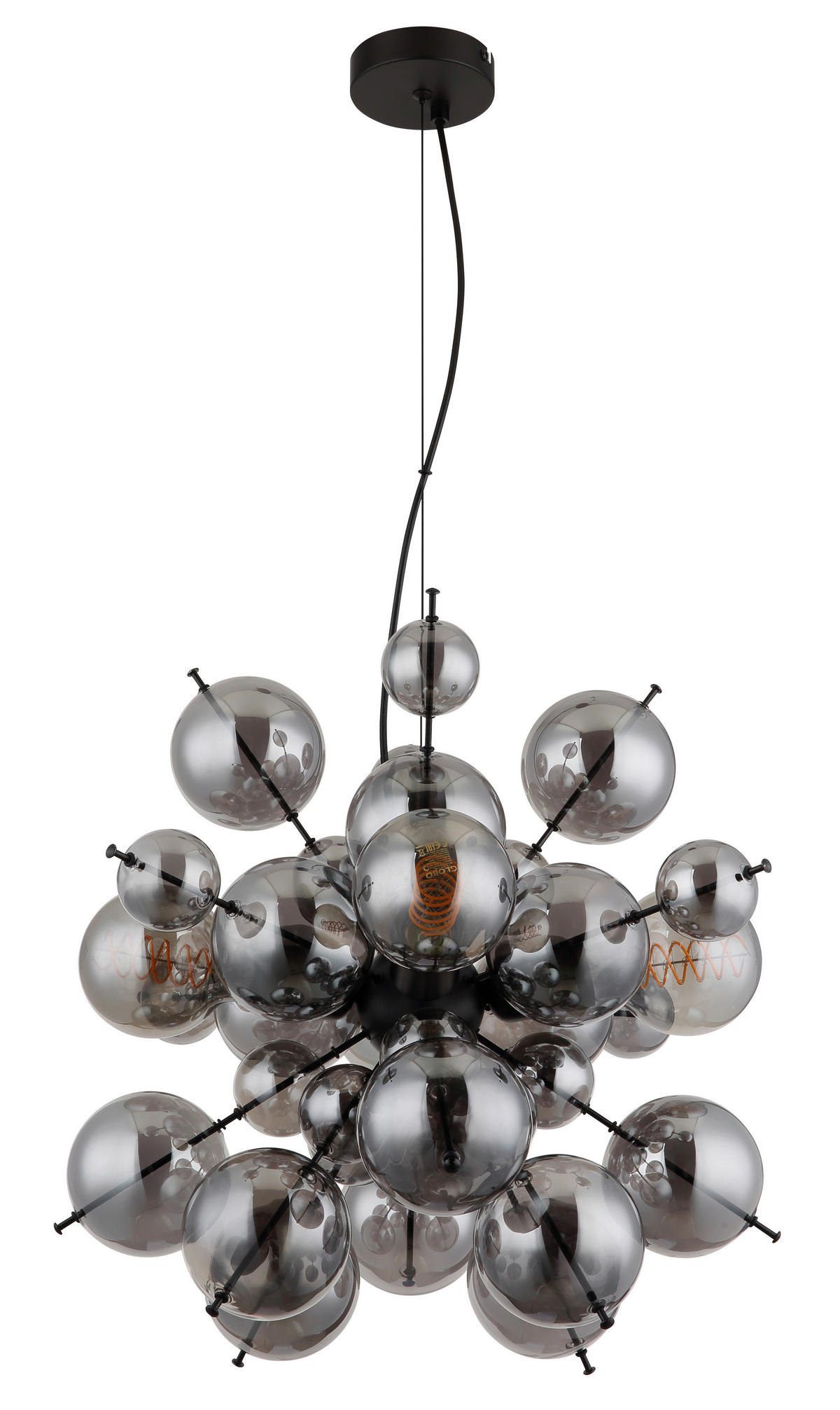 GLOBO Pendelleuchte Rauch schwarz Glas Metall H/D: ca. 120x51,5 cm E27 4 Brennstellen UDO - schwarz/Rauch (51,50/120,00cm) - GLOBO
