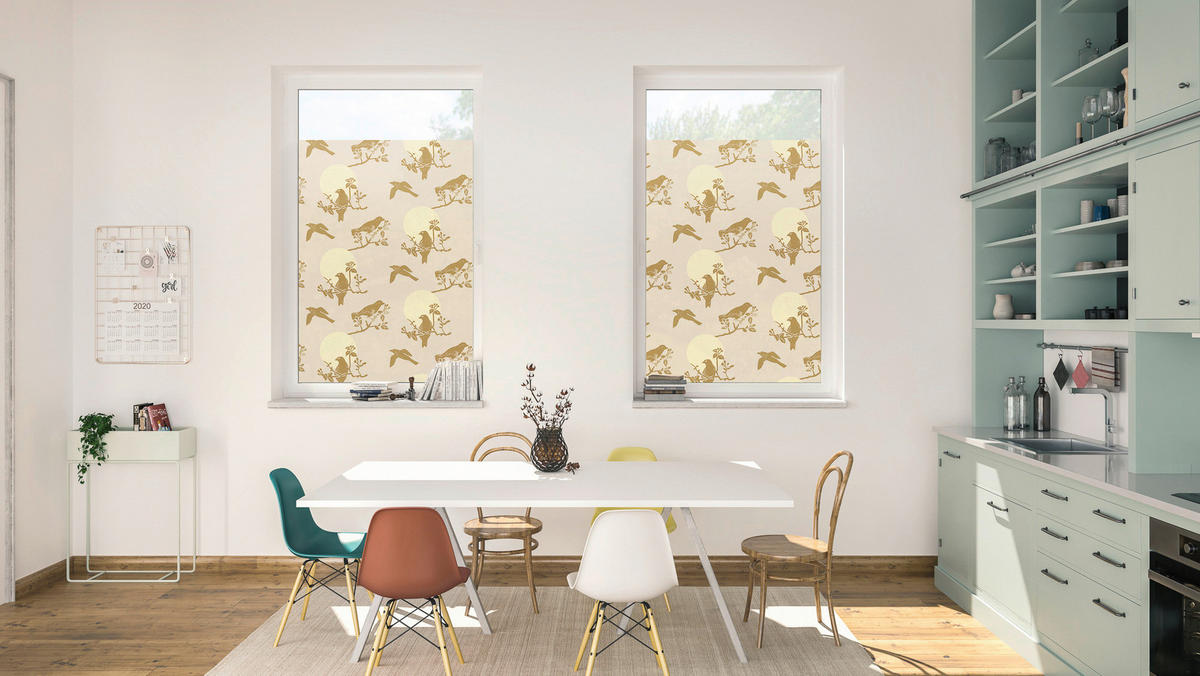 LICHTBLICK Fensterfolie Moon Birds Vögel Moon Birds beige B/L: ca. 50x50 cm Moon Birds - beige (50,00/50,00cm) - LICHTBLICK