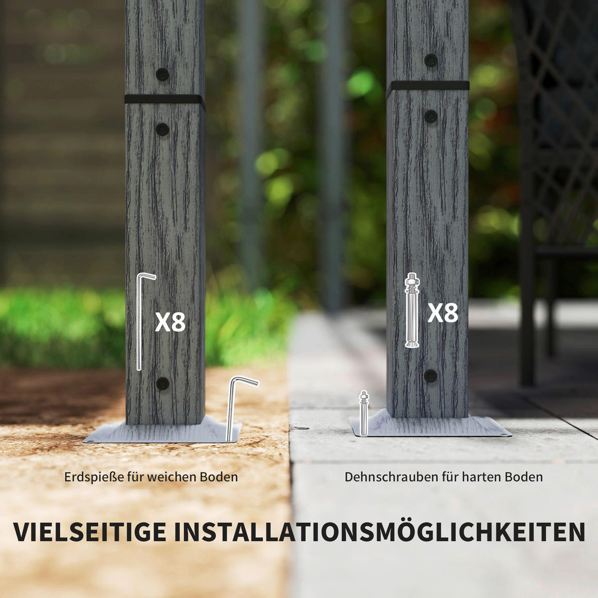 Outsunny Pergola grau Aluminium B/H/L: ca. 296x232x299 cm Pergola - grau (299,00/296,00/232,00cm) - Outsunny