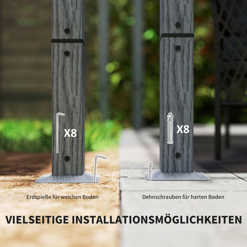 Thumbnail - Outsunny Pergola grau Aluminium B/H/L: ca. 296x232x299 cm
