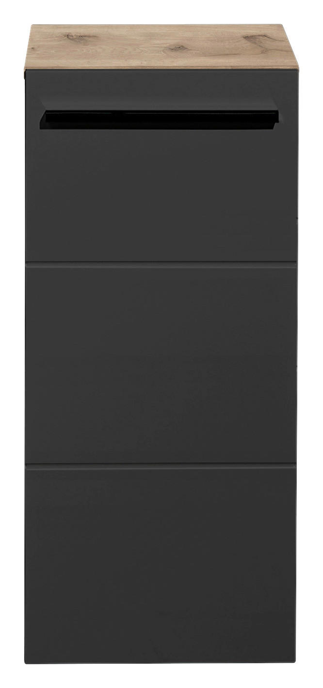 Midischrank Vista Oak Eiche Viking Nachbildung schwarz matt B/H/T: ca. 34x72x31 cm Vista - schwarz/Oak (34,00/72,00/31,00cm)
