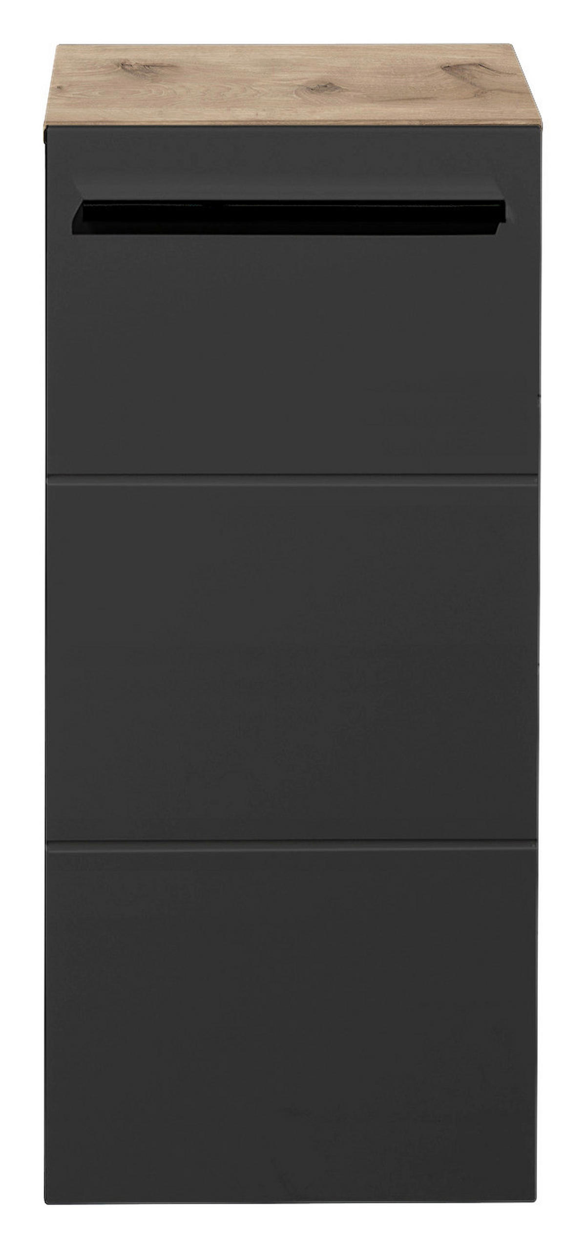 Midischrank Vista Oak Eiche Viking Nachbildung schwarz matt B/H/T: ca. 34x72x31 cm Vista - schwarz/Oak (34,00/72,00/31,00cm)