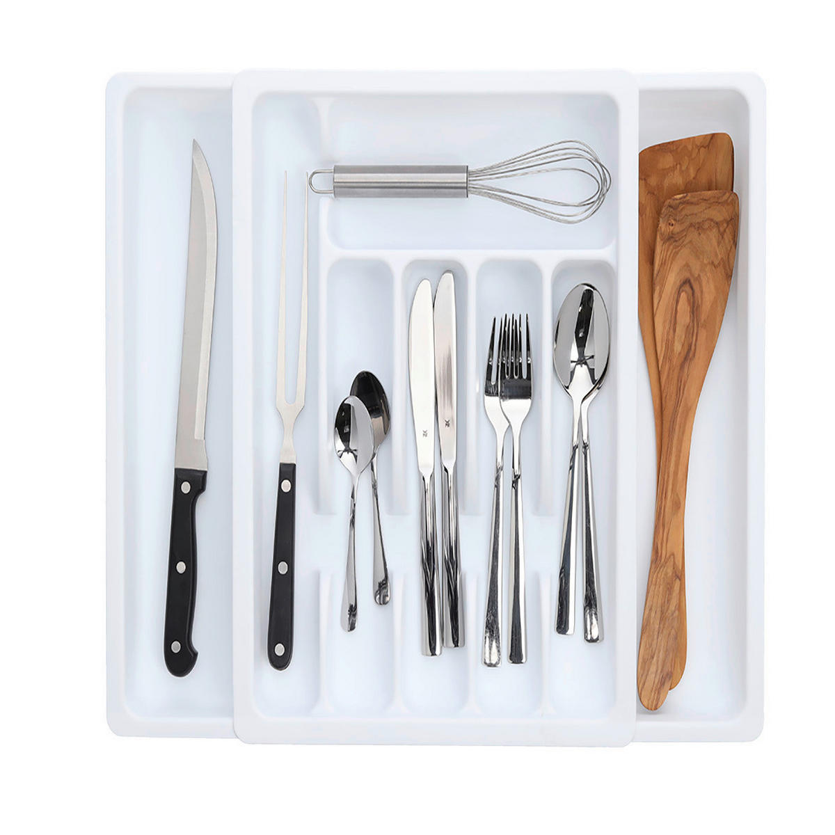 Zeller Besteckkasten ausziehbar weiß B/H/L: ca. 38x7x48 cm Besteckkasten_ausziehbar - weiß (48,00/38,00/7,00cm) - Zeller