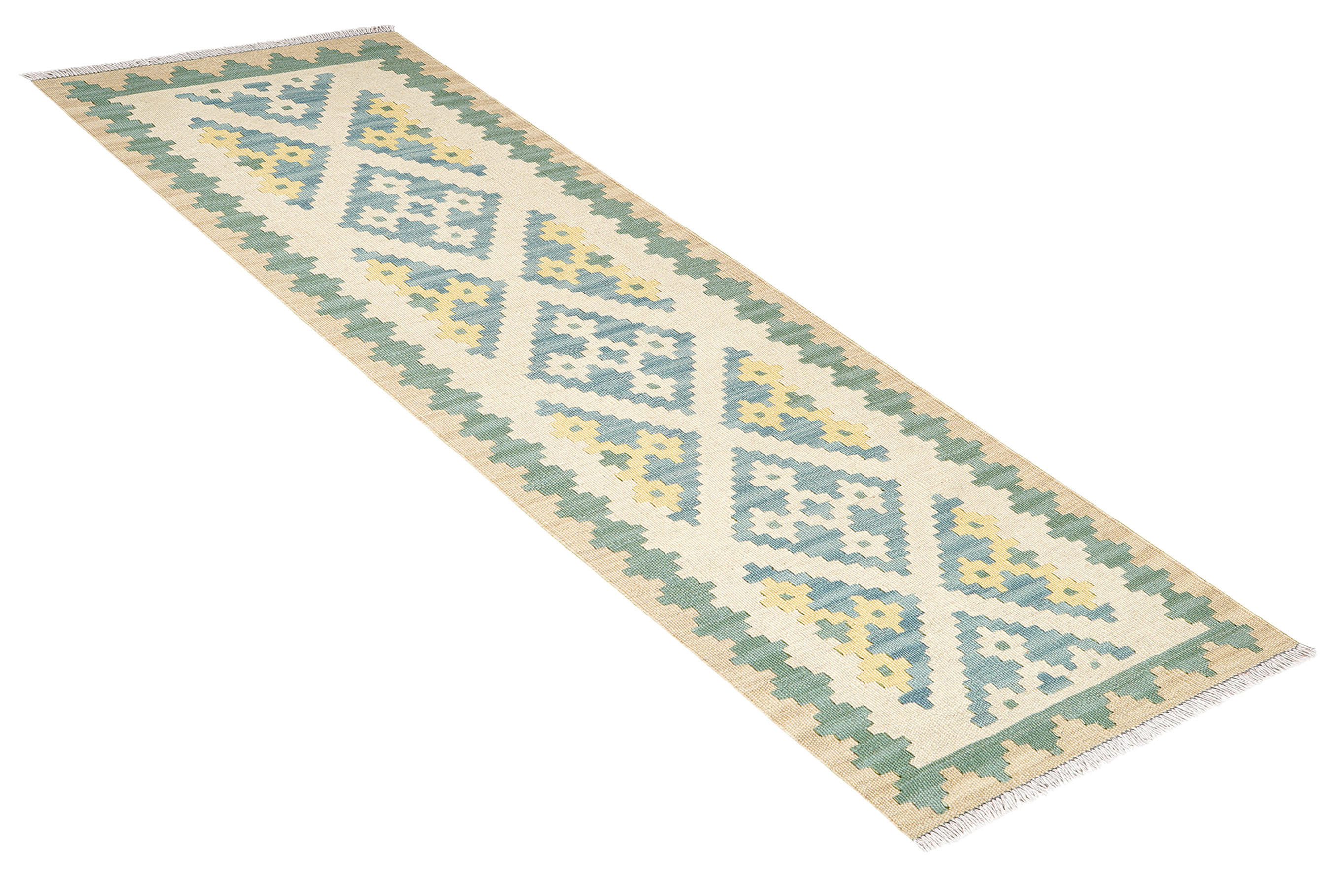 PersaTepp Teppich Kelim Gashgai grün B/H/L: ca. 62x1x196 cm Kelim Gashgai - beige/grün (196,00/62,00/1,00cm) - PersaTepp