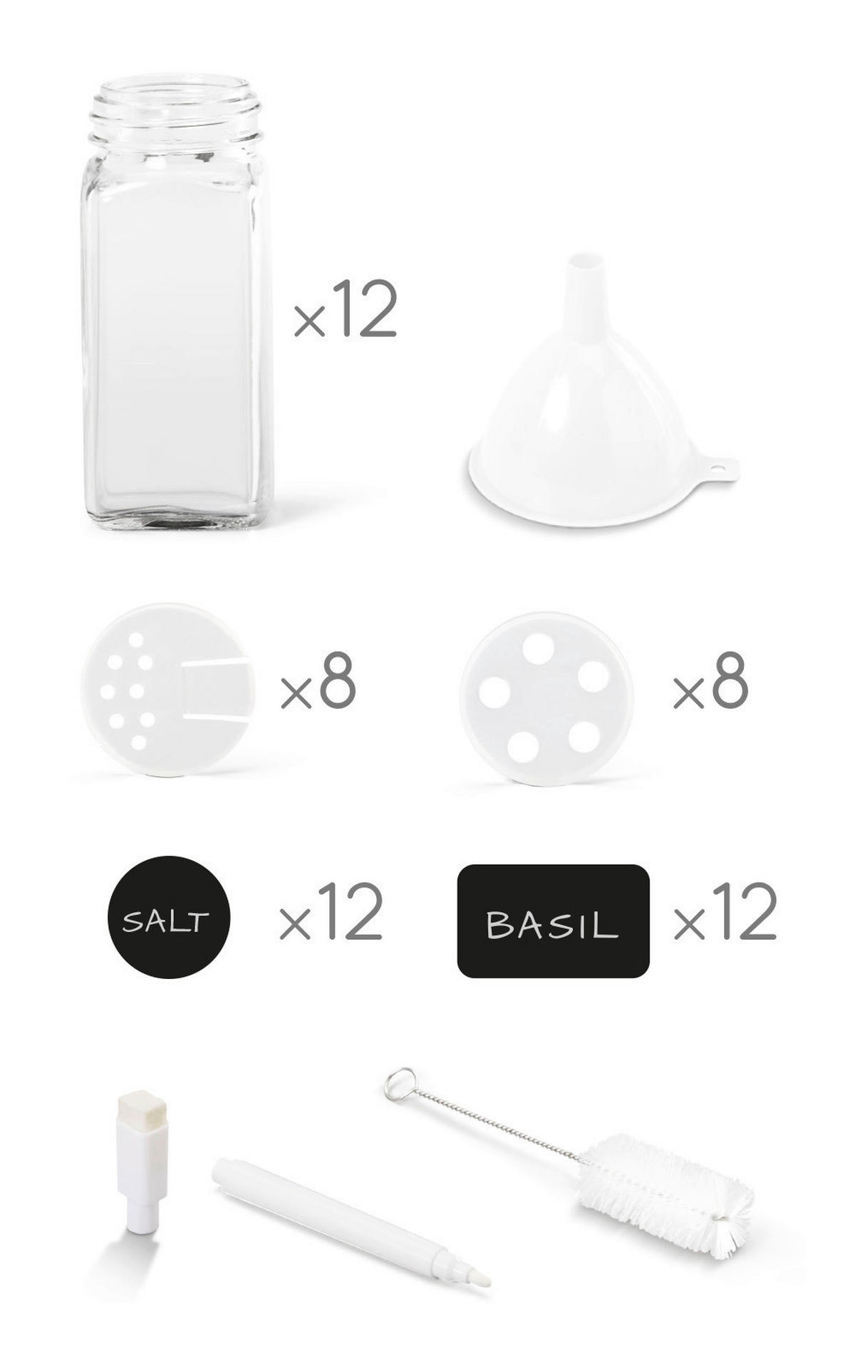 Metaltex Gewürzstreuer transparent Glas Gewürzstreuerset_12tlg. - transparent - Metaltex