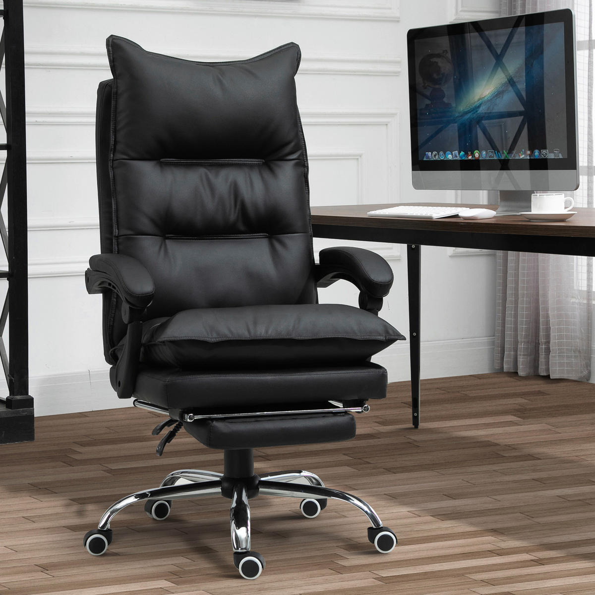 Drehstuhl 921-335BK schwarz 921-335BK - schwarz (66,00/122,00/72,00cm) - Vinsetto