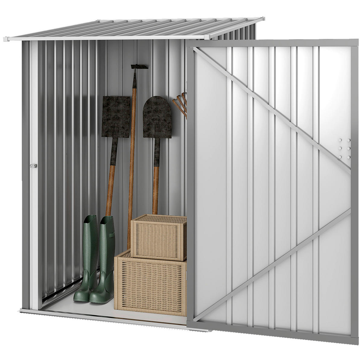 Outsunny Gerätehaus grau B/H/L: ca. 103x160x100 cm Gerätehaus - grau (100,00/103,00/160,00cm) - Outsunny