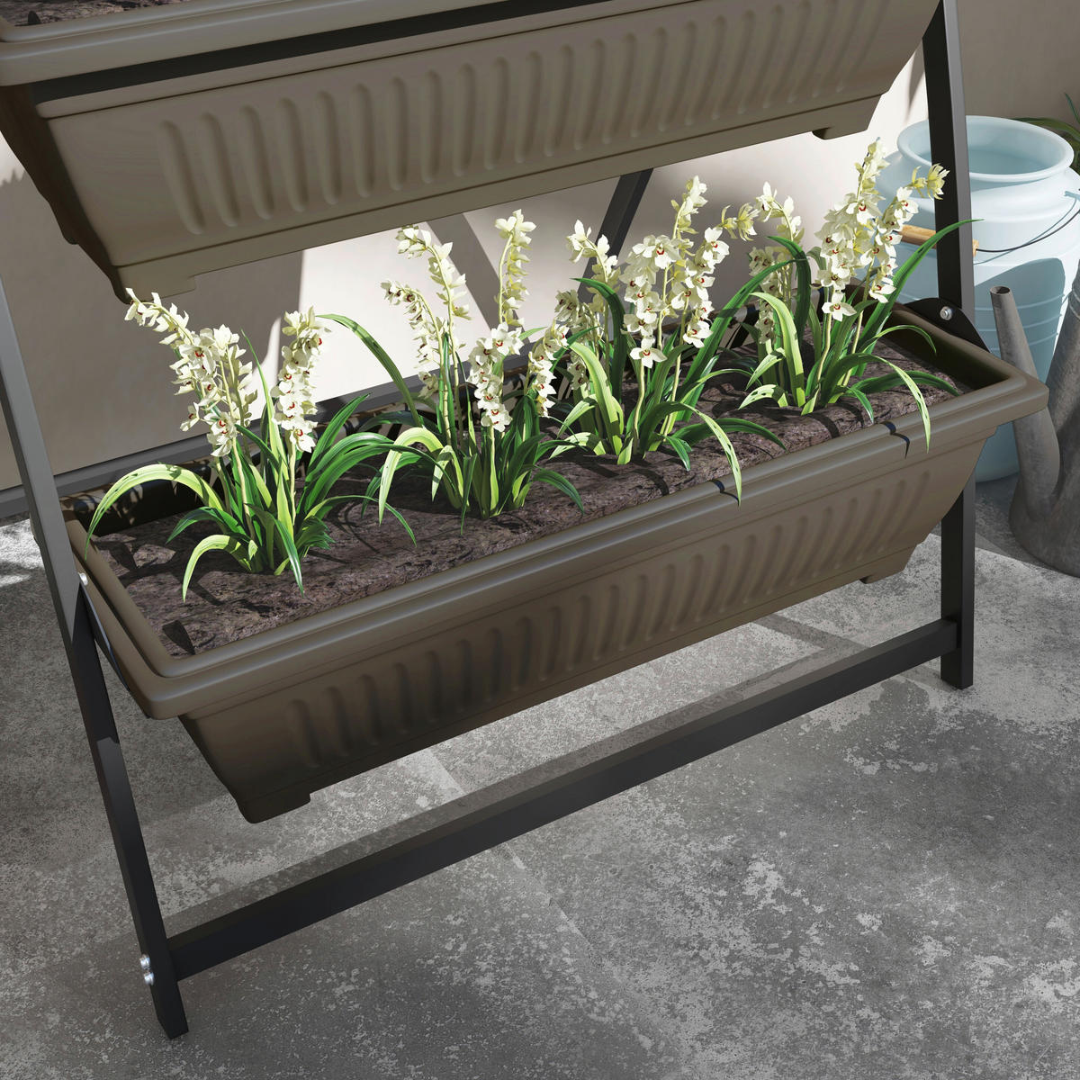 Outsunny Pflanzenständer braun Edelstahl B/H/L: ca. 79x76x162 cm Pflanzenständer - braun (162,00/79,00/76,00cm) - Outsunny