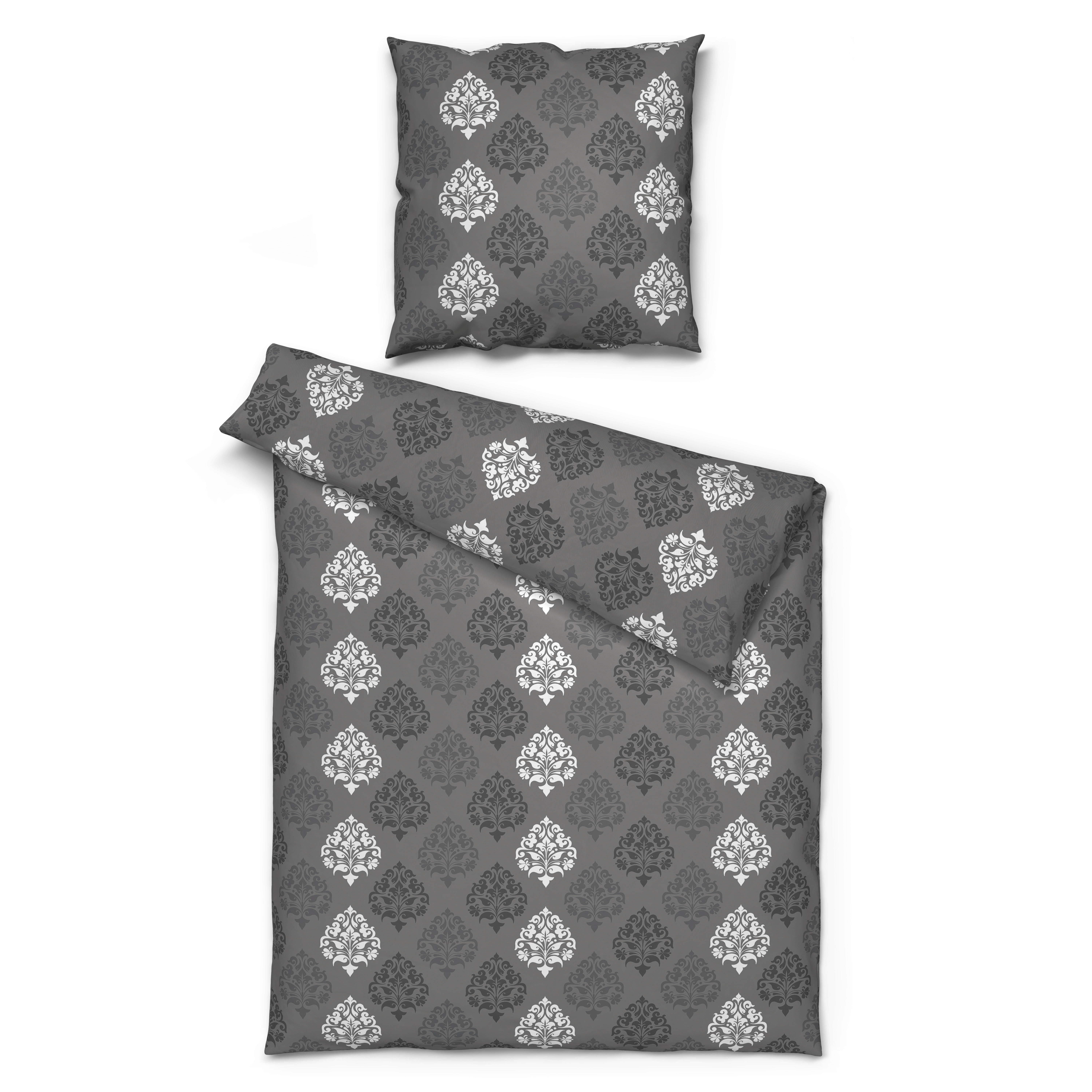 Microfaser Bettwäsche Bettwäsche_Microfaser Ornament - anthrazit (135,00/200,00cm)