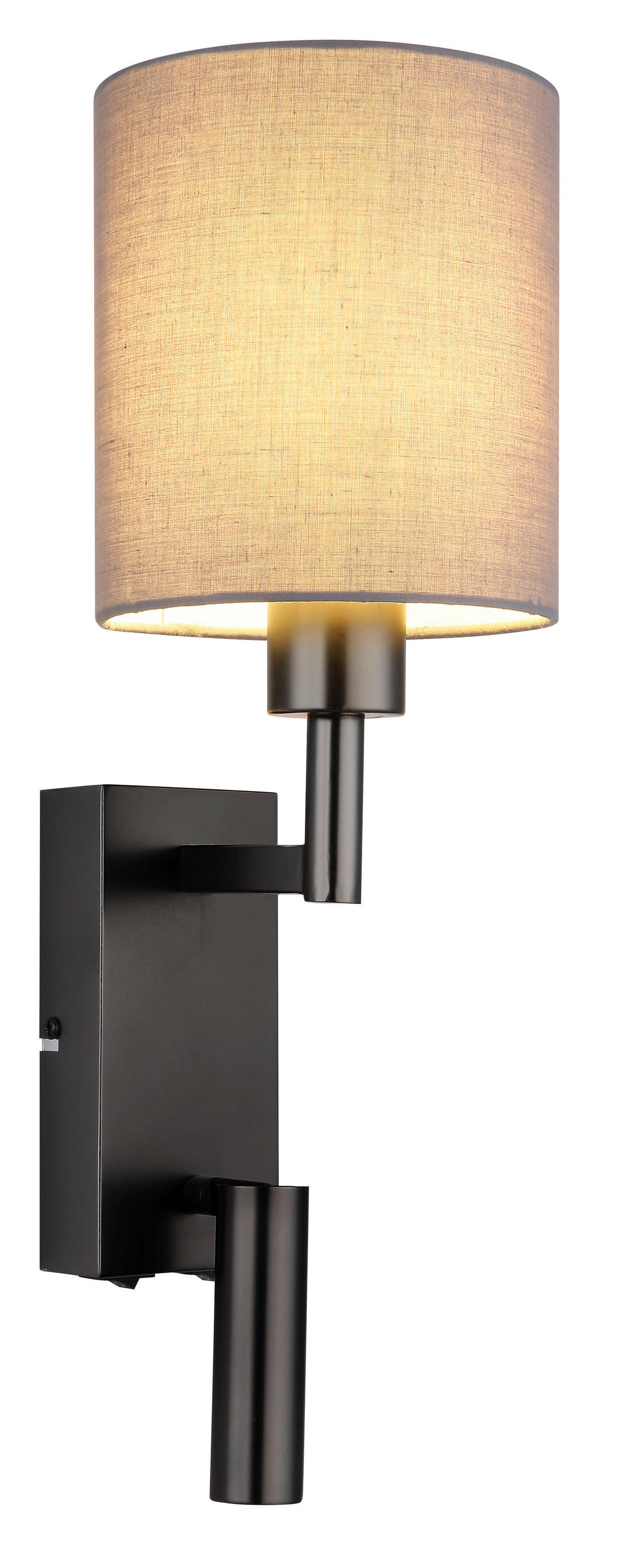 GLOBO Wandleuchte grau schwarz Metall B/H/L: ca. 17x45,5x15 cm E27 2 Brennstellen Zamora - schwarz/grau (15,00/17,00/45,50cm) - GLOBO