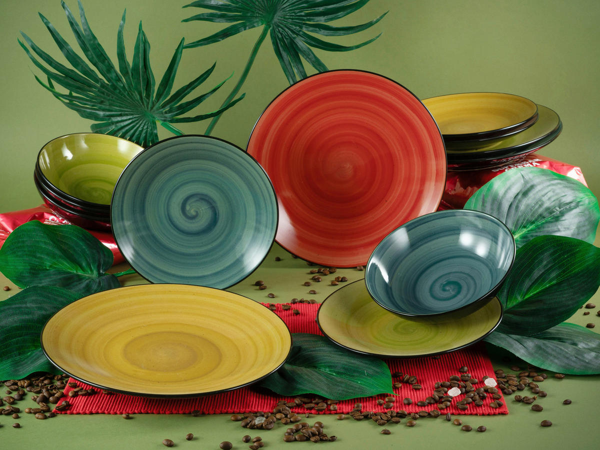 CreaTable Tafelservice Samoa bunt Steinzeug 12 tlg. Samoa - bunt - CreaTable