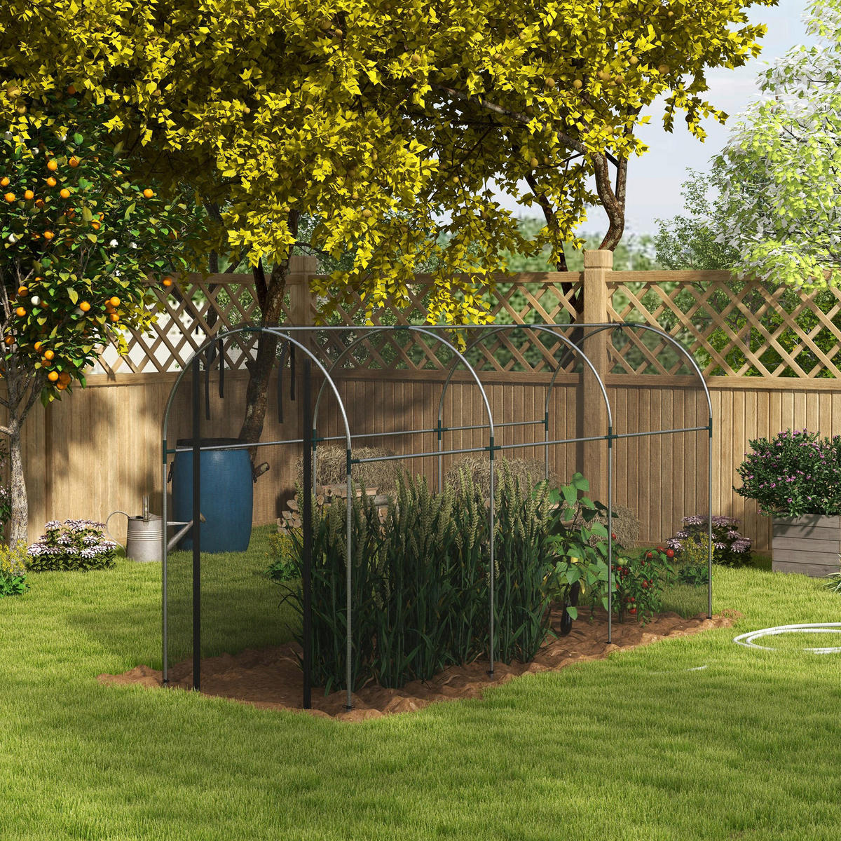 Outsunny Tier-Zubehör schwarz Edelstahl B/H/L: ca. 360x120x188 cm Vogelschutznetz - schwarz (188,00/360,00/120,00cm) - Outsunny