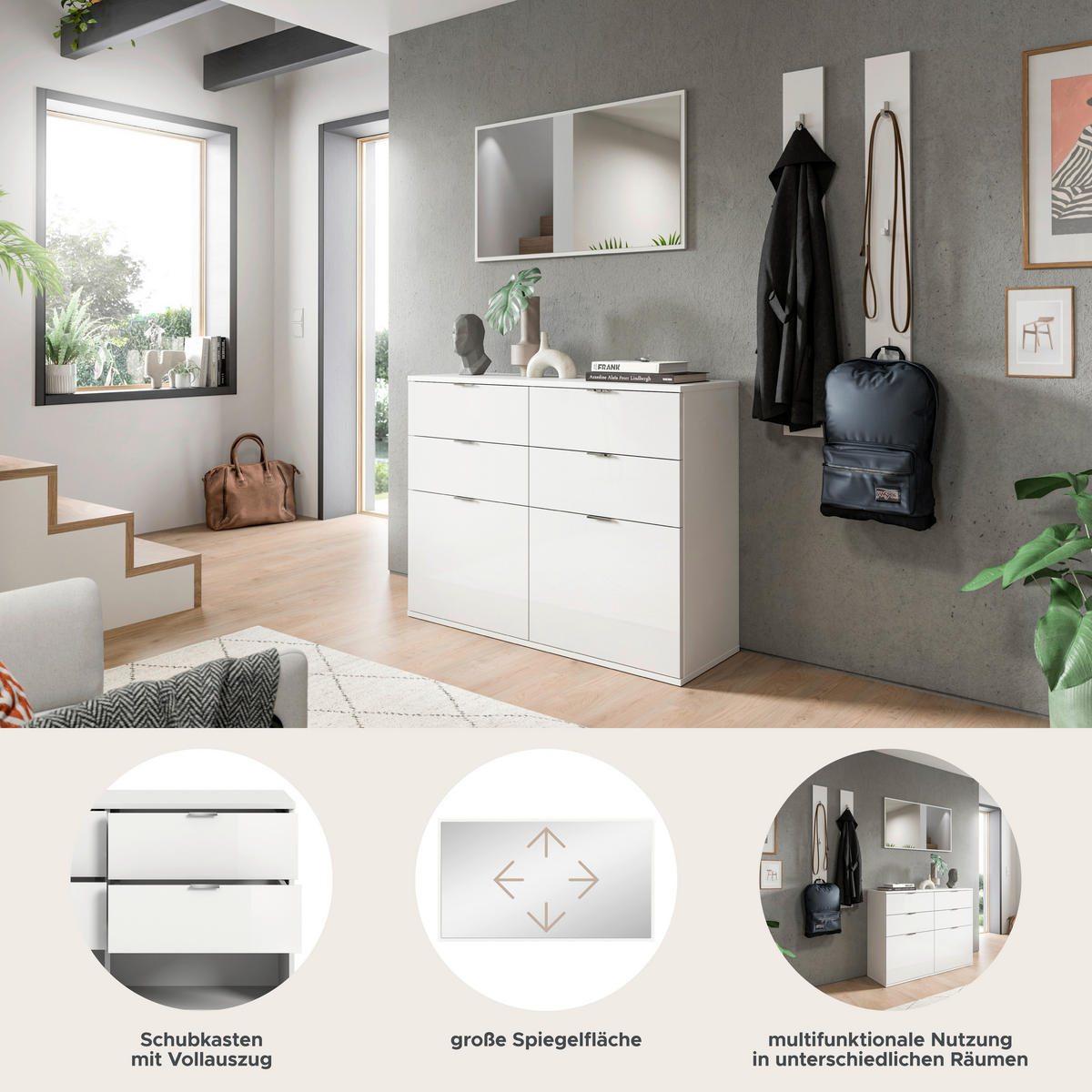 Garderobe Projekt X weiß weiß Hochglanz B/H/T: ca. 171x191x37 cm Projekt X - weiß (171,00/191,00/37,00cm) - xonox.home