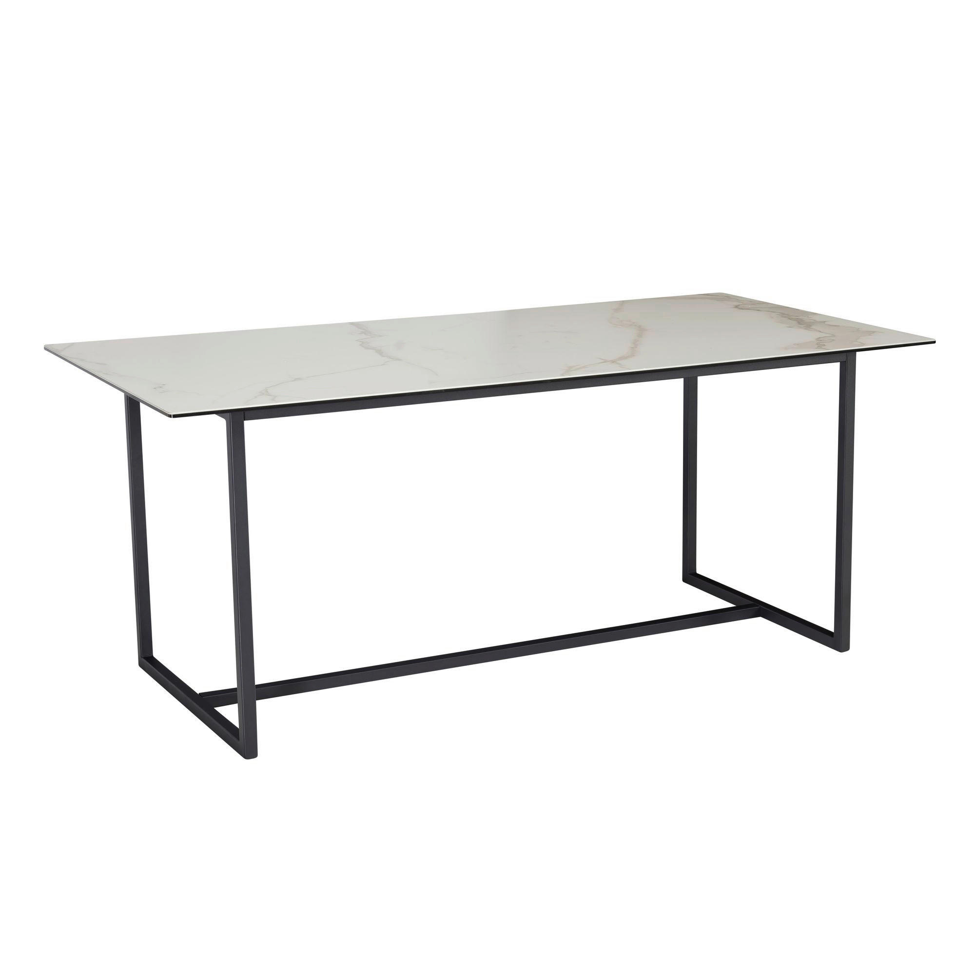 Esstisch weiß Marmor Optik B/H/T: ca. 180x76x90 cm Esstisch - weiß (180,00/76,00/90,00cm) - Wohnling
