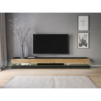 TV-Board Fly schwarz matt Eiche Wotan Nachbildung B/T: ca. 280x34 cm Fly - Eiche/schwarz (280,00/34,00cm) - WIPMEB