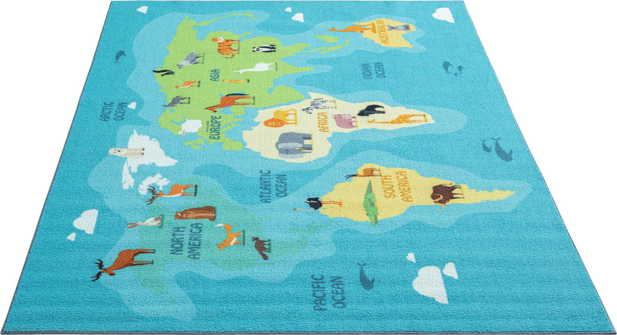 Merinos Teppich Happy Kids blau B/L: ca. 160x220 cm Happy Kids - blau (160,00/220,00cm) - Merinos