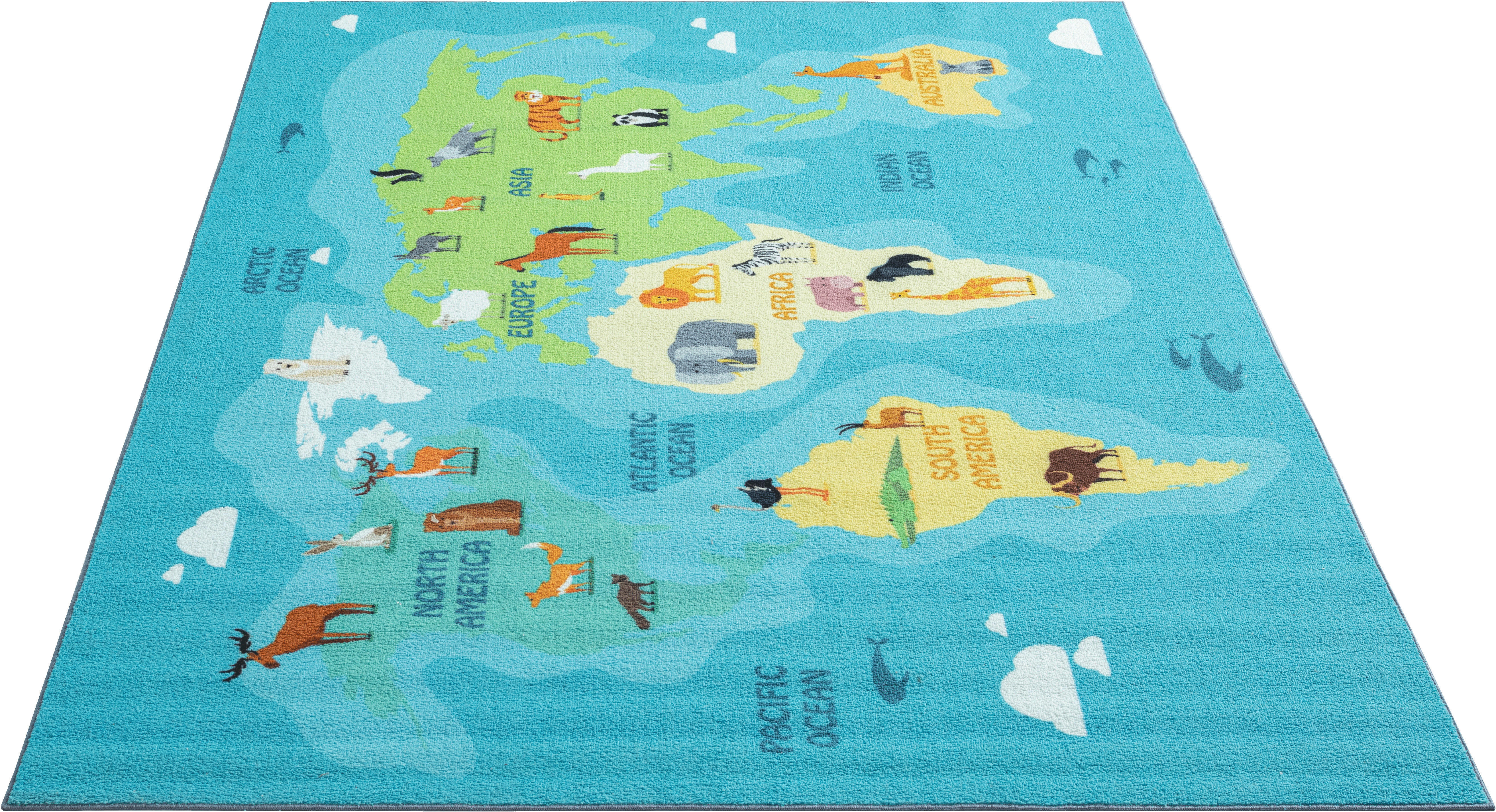 Thumbnail - Merinos Teppich Happy Kids blau B/L: ca. 120x160 cm