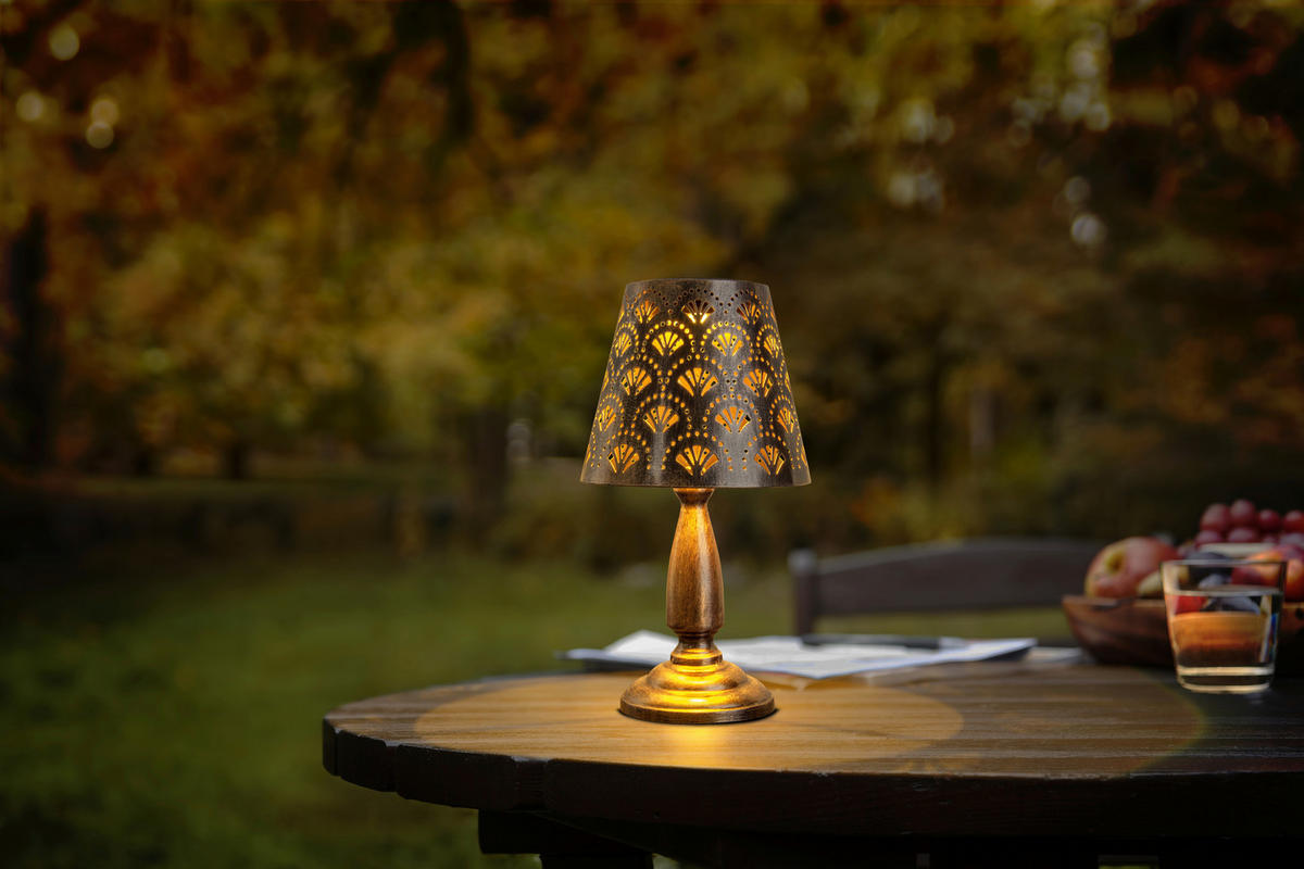 LED-Solarleuchte 5291901 altmessing Metall H/D: ca. 30,8x16,5 cm LED Solarleuchte ELSA mit LED - altmessing (16,50/30,80cm) - Näve Leuchten