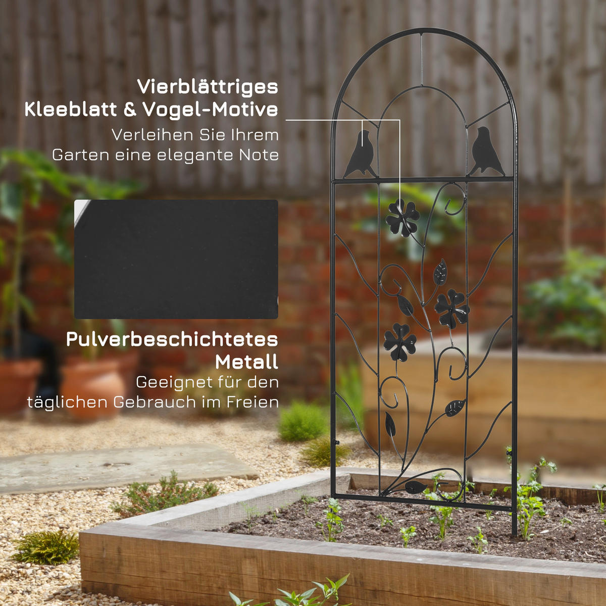 Outsunny Rankhilfe 2-teilig schwarz B/H/L: ca. 0,8x98x38 cm Rankhilfe_2-teilig - schwarz (38,00/0,80/98,00cm) - Outsunny
