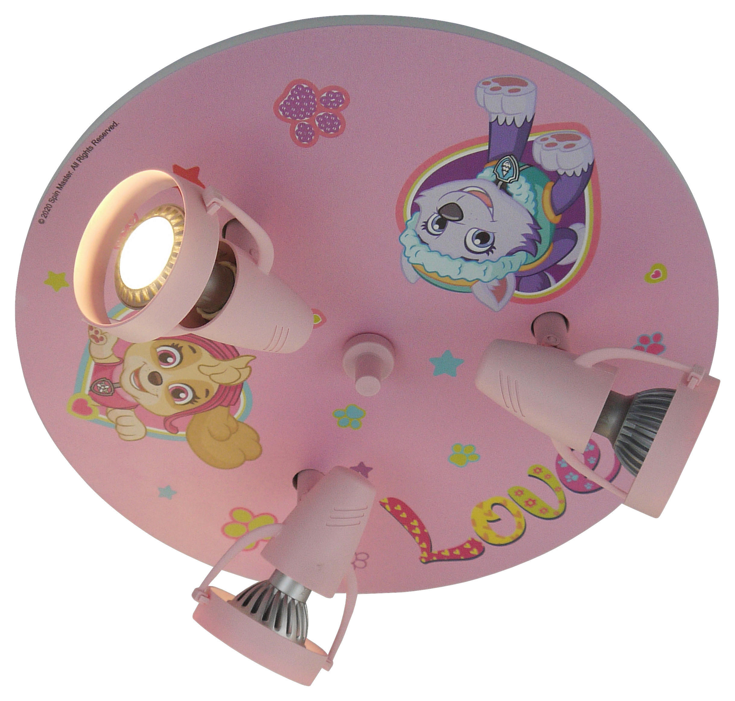 Niermann Strahler Pawsitive Pups 610 rosa Kunststoff D: ca. 35 cm GU10 3 Brennstellen Strahler_Paw_Patrol-Pawsitive_Pups - rosa (35,00cm) - Niermann