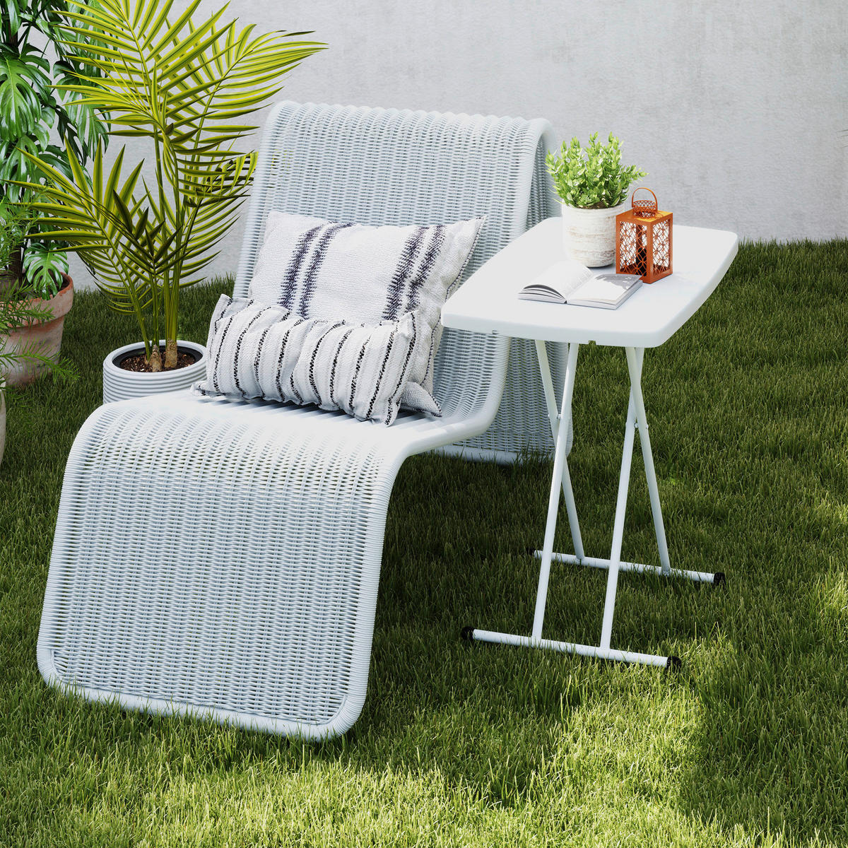 Outsunny Couchtisch weiß Kunststoff B/H/L: ca. 50x74x76 cm Couchtisch - weiß (76,00/50,00/74,00cm) - Outsunny