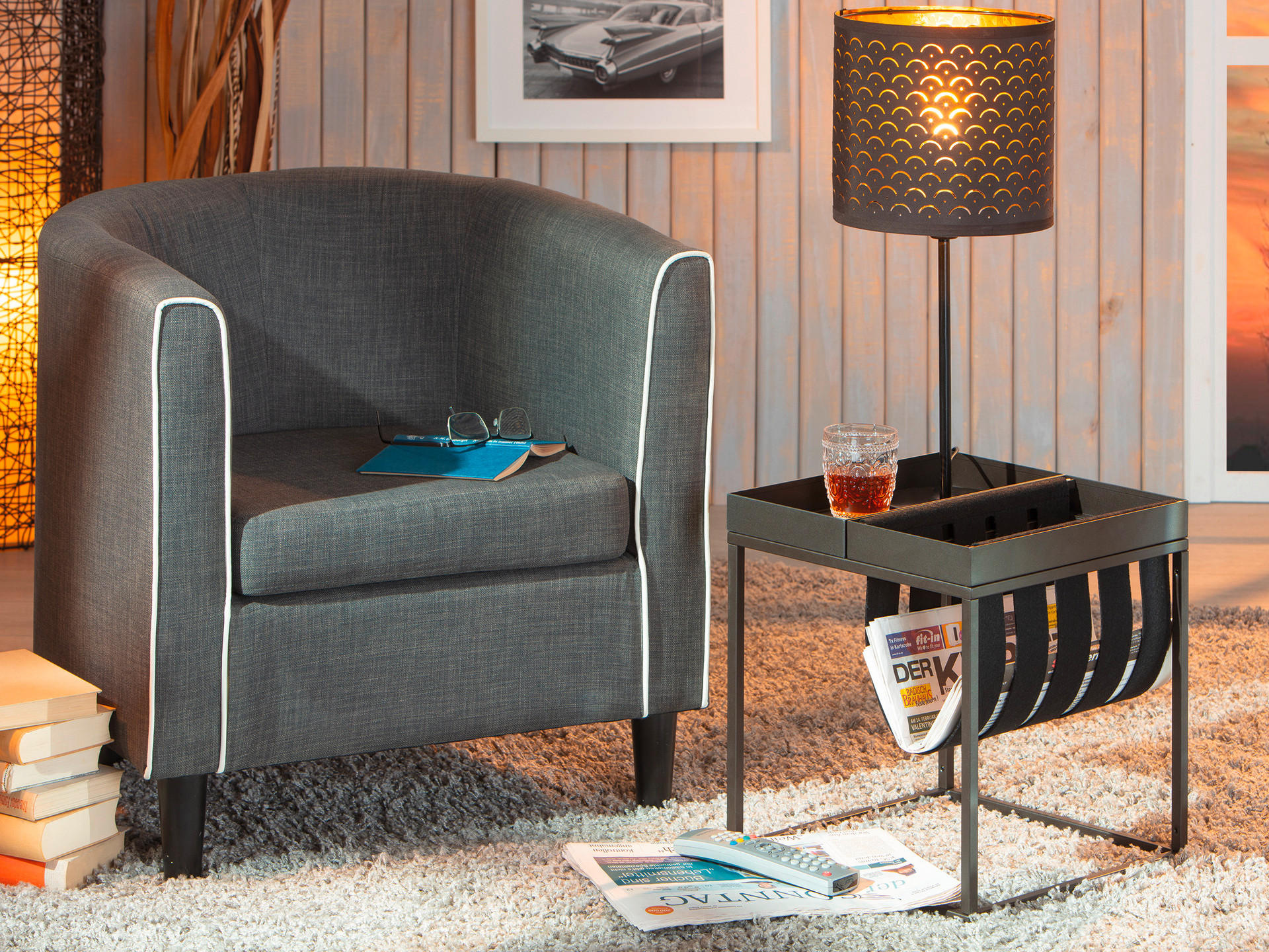 Zeitungsständer Club NY Metall B/H/T: ca. 35x40x35 cm Club NY - anthrazit (35,00/40,00/35,00cm) - Inter Link