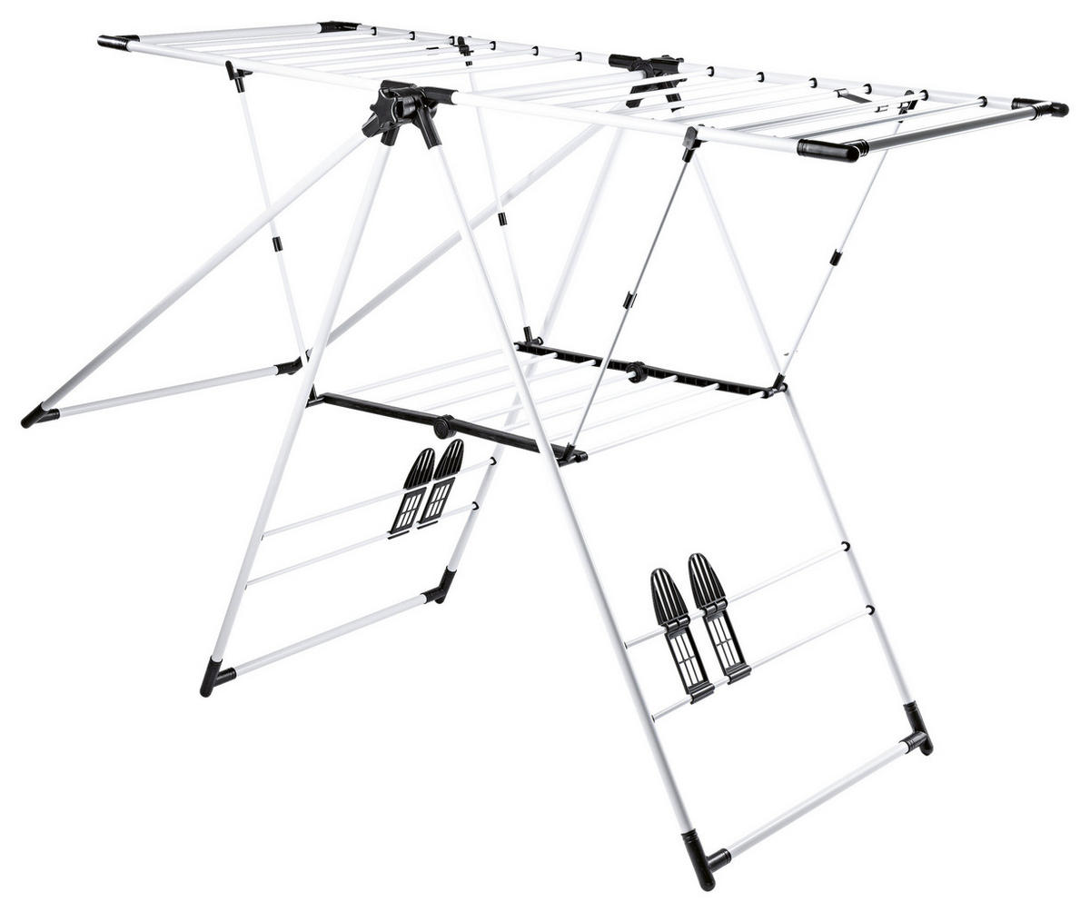 EasyMaxx Flügelwäschetrockner weiß Wäscheständer_EASYmaxx - weiß/schwarz (60,50/8,00/108,00cm) - EasyMaxx
