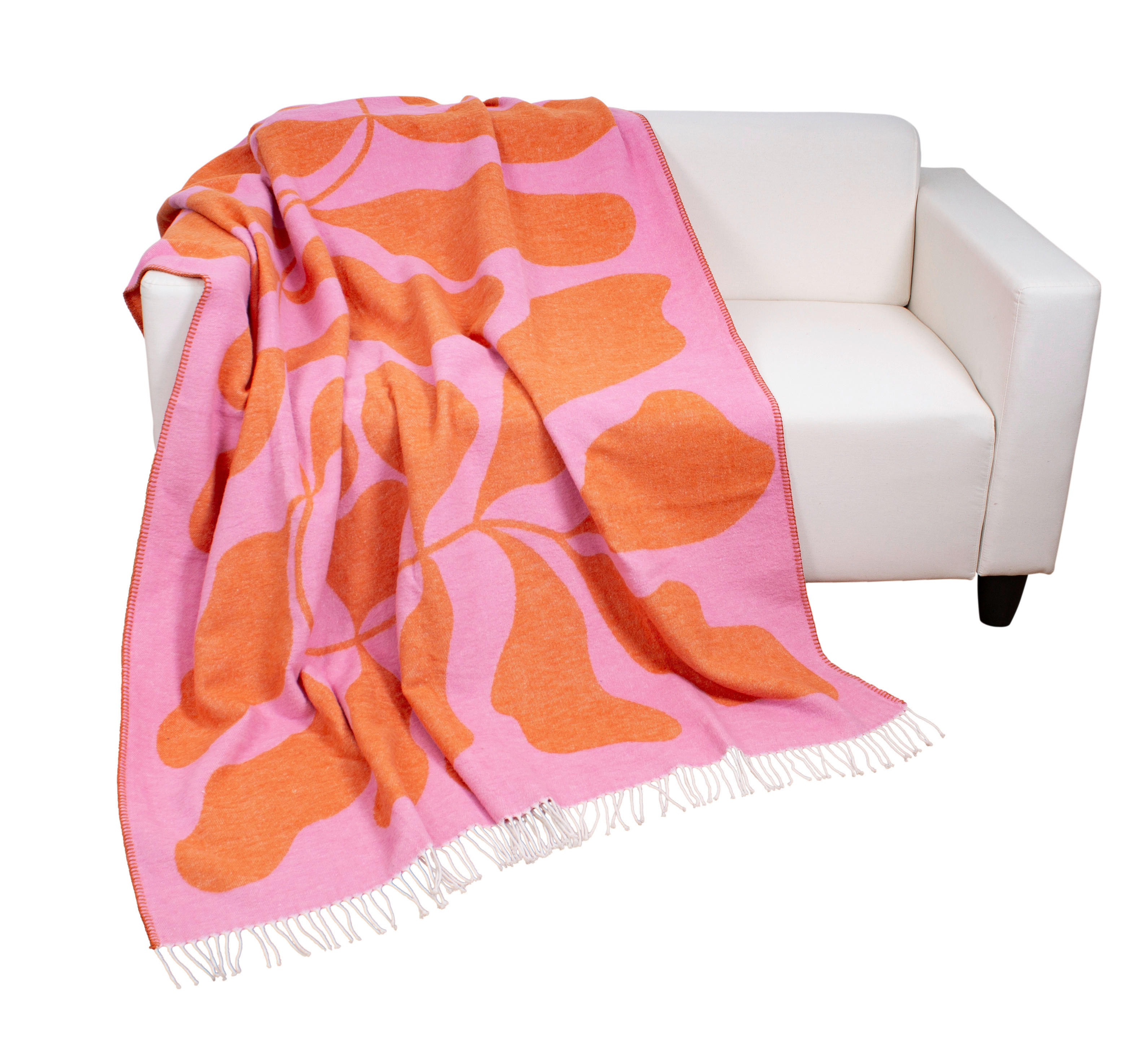 Wohndecke Sommerdecke_m.Fransen pink - orange/pink (150,00/200,00cm)