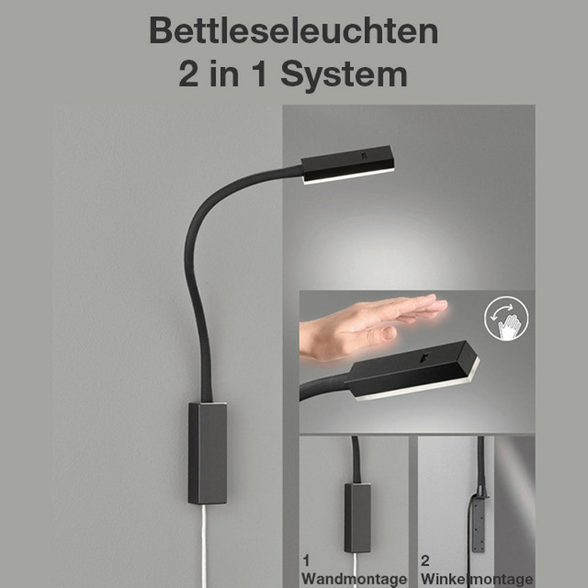 Fischer & Honsel LED-Wandspot 30167 schwarz Metall Acryl B/H/T: ca. 4x57x4 cm 1 Brennstellen Raik - schwarz (4,00/57,00/4,00cm) - Fischer & Honsel