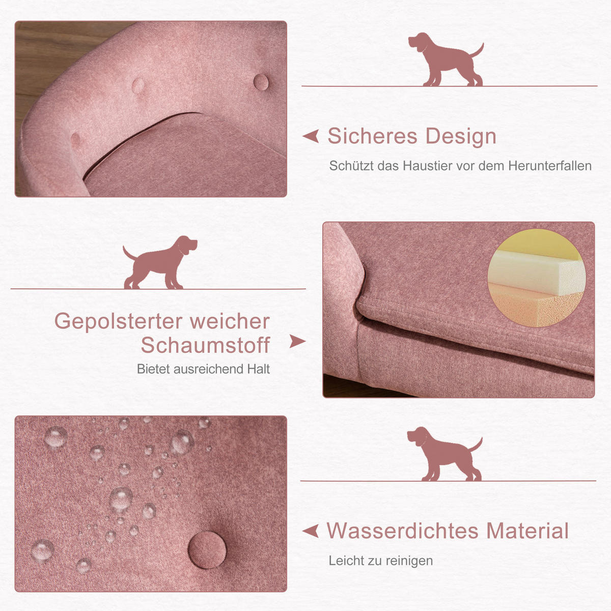 PawHut Hundebett rosa Polyester B/H/L: ca. 47x30x70 cm Hundebett - rosa (70,00/47,00/30,00cm) - PawHut