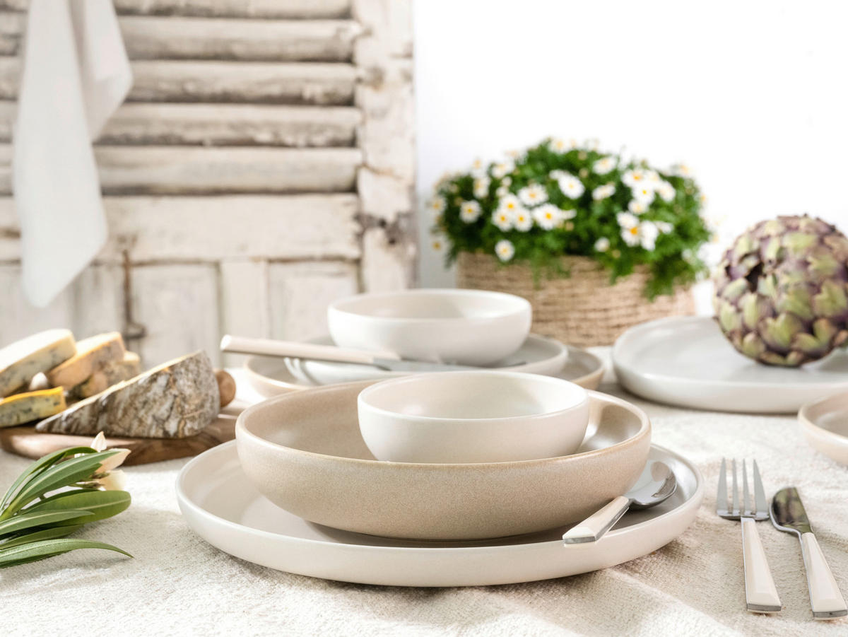 CreaTable Tafelservice Uno Toscana mehrfarbig Steinzeug 12 tlg. Uno Toscana - mehrfarbig - CreaTable