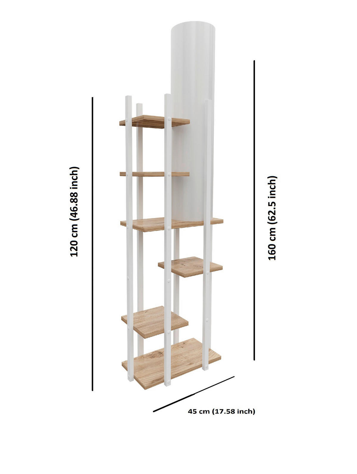 Opviq Stehleuchte natur weiß Spanplatte MDF B/H/T/L: ca. 25x160x25x45 cm E27 1 Brennstellen Vogue - weiß/natur (45,00/25,00/160,00cm) - Opviq