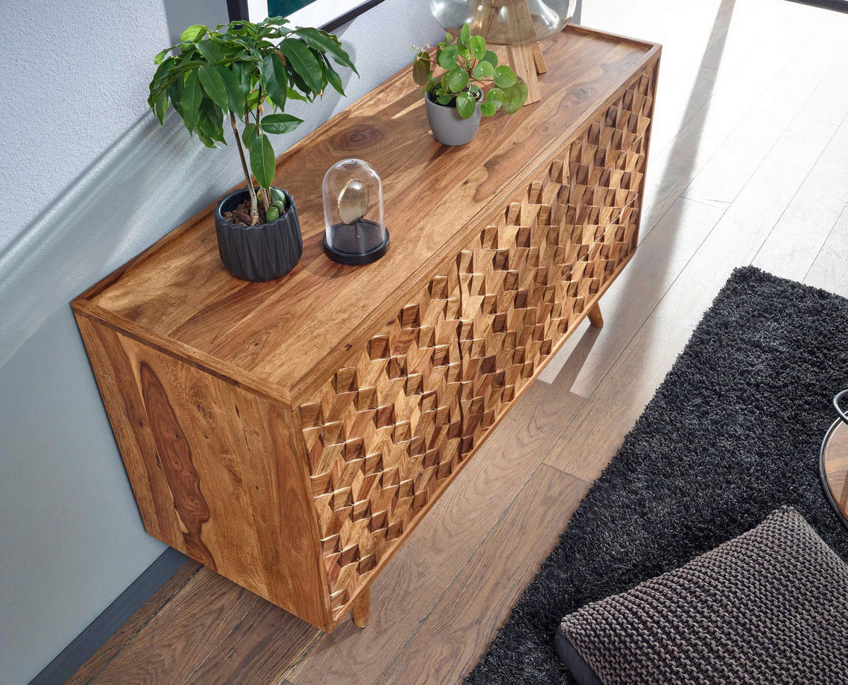 Sideboard rosenholz Nachbildung B/H/T: ca. 138x76x45 cm Sideboard - rosenholz (138,00/76,00/45,00cm) - Wohnling